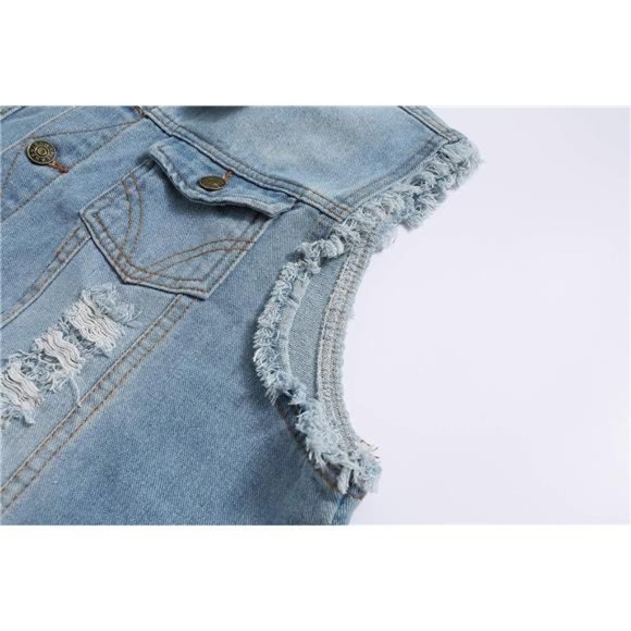 Jackets & Coats | Mens Fit Retro Ripped Denim Vest Sleeveless Jean Vest ...